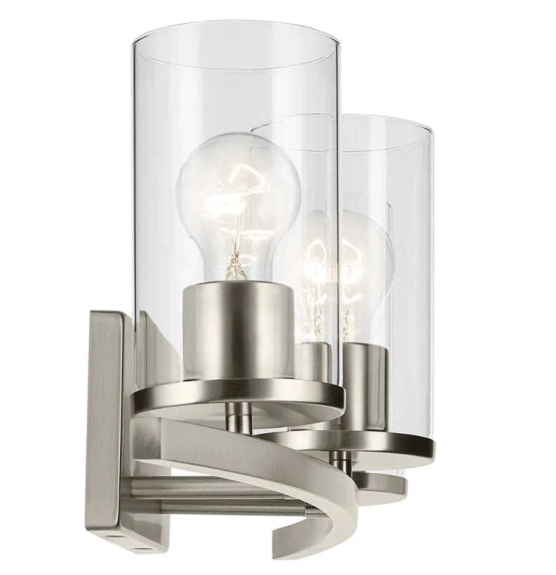 Open Box "KICHLER Crosby 23"" 3-Light Vanity Light with Clear Glass in Brushed Nickel, for Bathroom, Powder Room, (23"" x 8.75""), 45497NICLR"