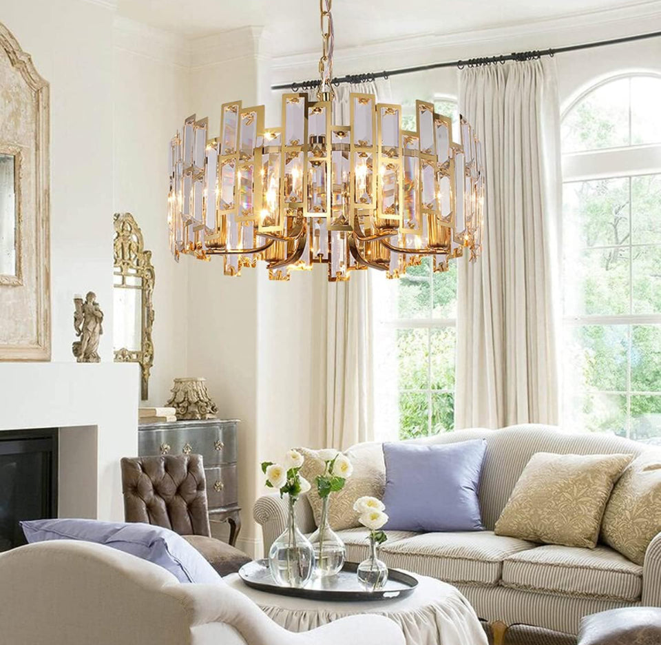 Akeelighting Gold Chandeliers Lighting Modern Crystal Chandelier 6 Light Contemporary Girls Bedroom Dining Room Ceiling Hanging Pendant Chandelier Lighting Fixture - Selzalot