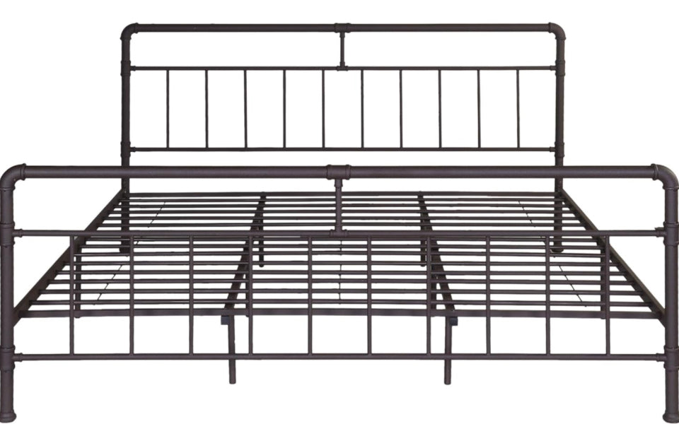 Christopher Knight Home Sally King-Size Iron Bed Frame, Minimal, Industrial, Hammered Copper