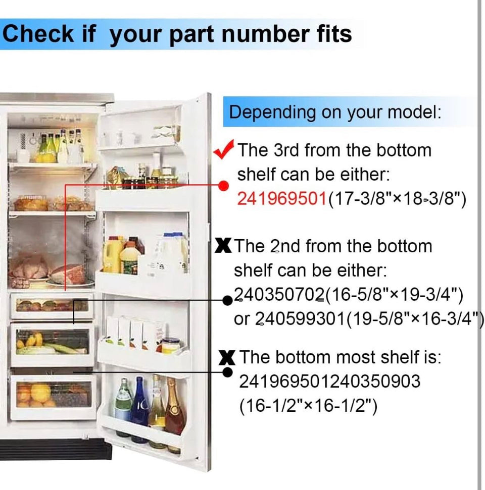 Open Box folosem 241969501 Refrigerator Shelf Frame (Without Glass) Crisper Pan Cover For Frigidaire (Electrolux) Refrigerator,Delicatessen Drawer Cov