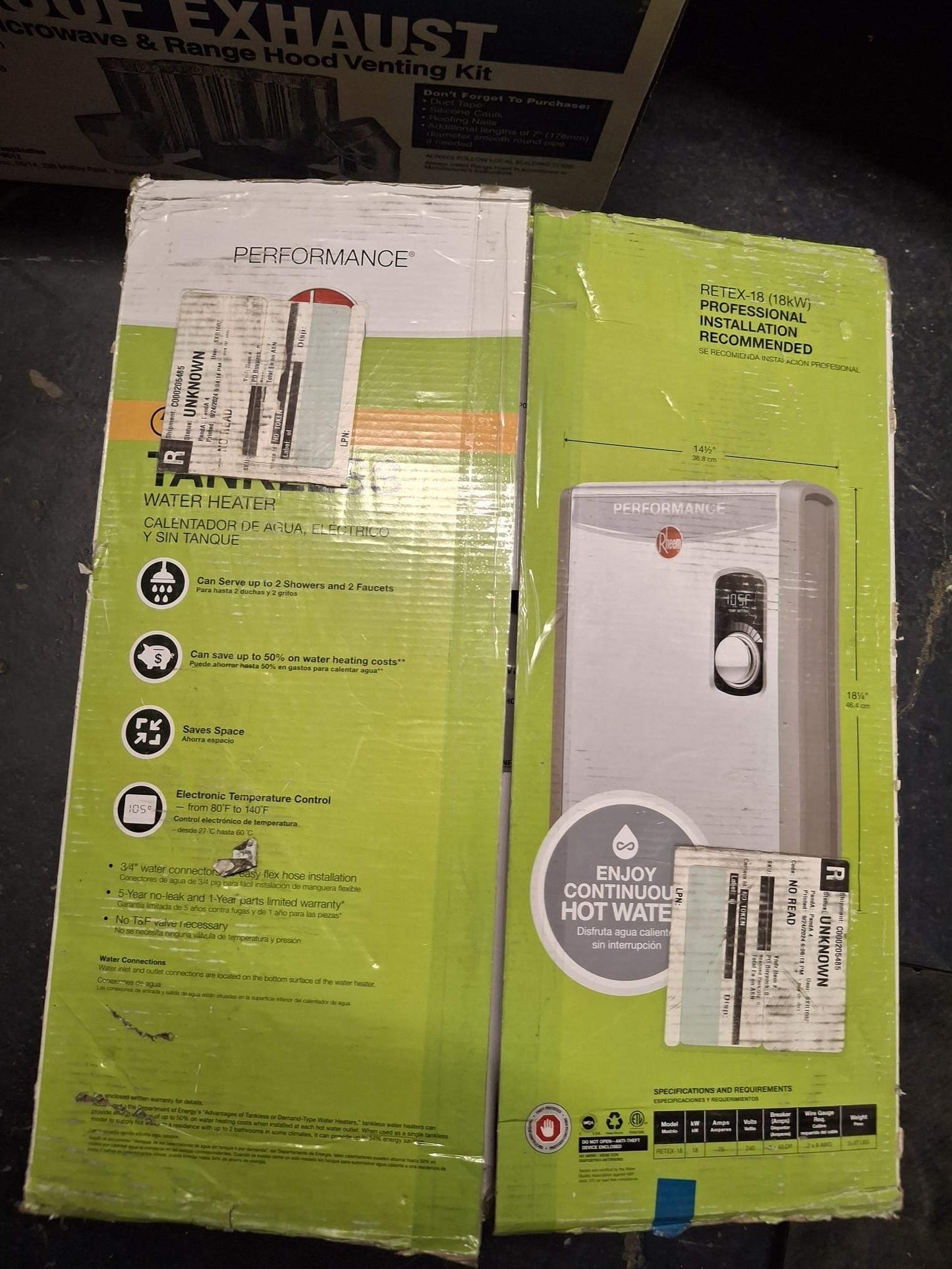 Open Box RHEEM Performance 18 kW 3.51 GPM 240-Volt Self-Modulating Electric Tankless Water Heater