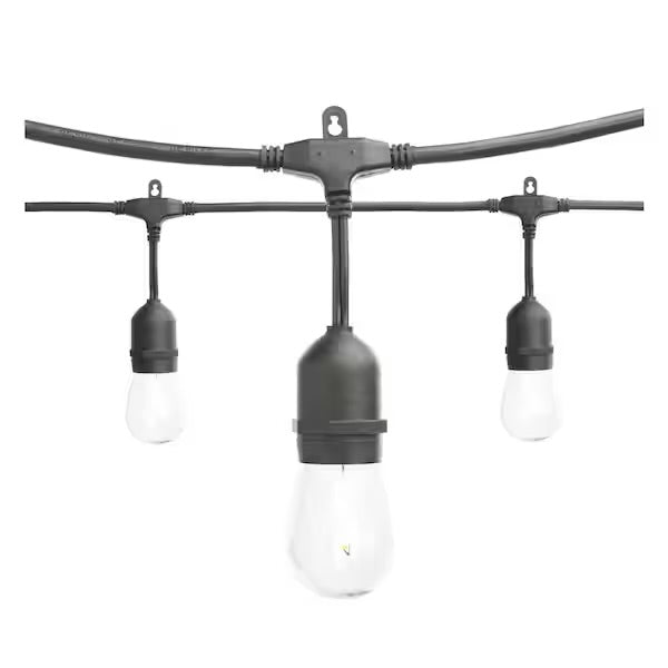 Open box Hampton Bay 12-Light 24 ft. Plug-in Indoor/Outdoor Edison String Light with S14 Single Filament LED Bulbs