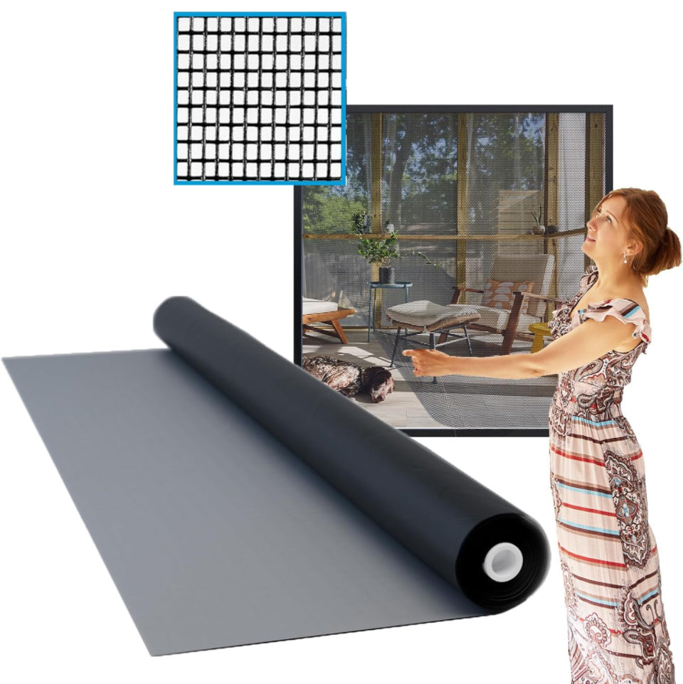Docazoo DocaScreen window screen replacement roll, perfect for DIY screen repairs on windows, doors, and patios, featuring durable fiberglass mesh.