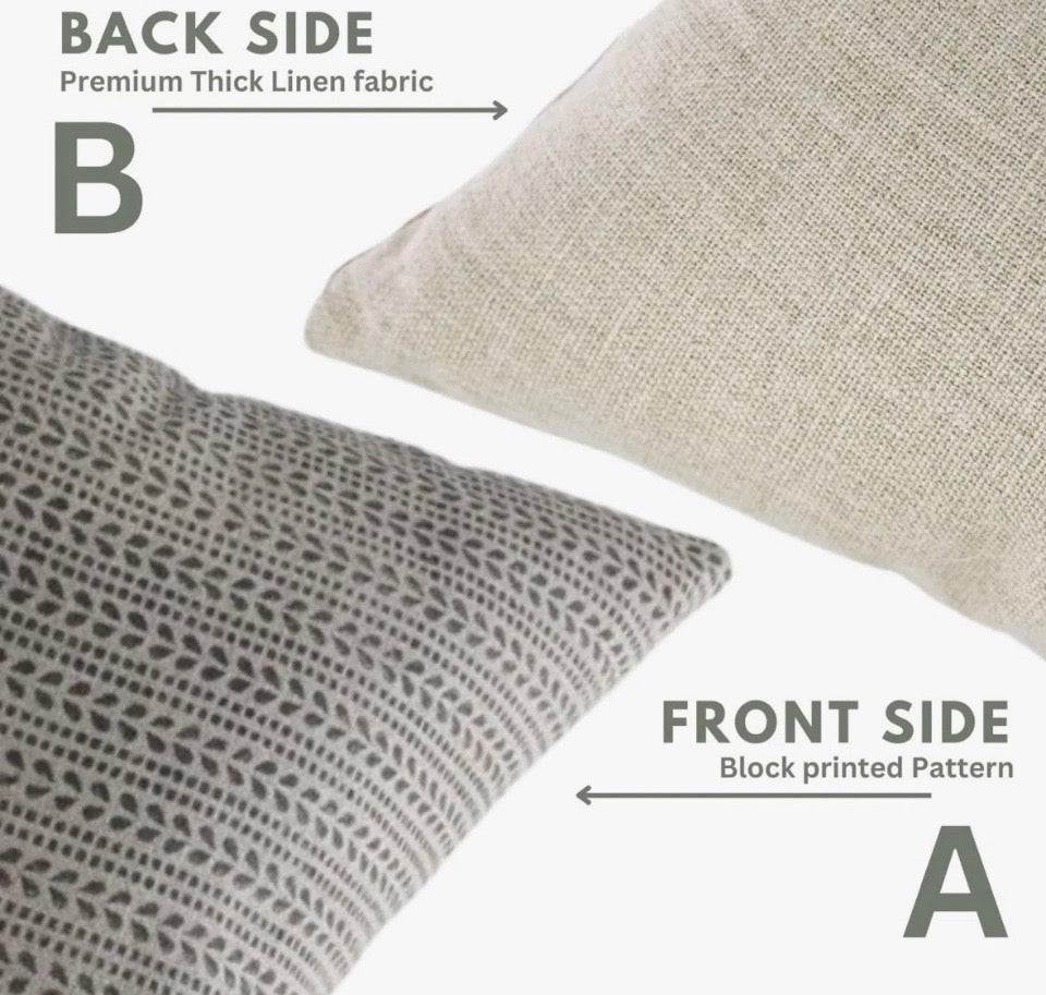 Fabdivine Ratanbel Hand Block Printed Linen Cushion Cover Handmade Decorative Pillow for Living Room & Bedroom 22x22 Inch
