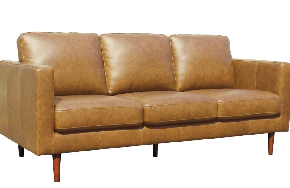"Amazon Brand - Rivet Revolve Modern Sofa Couch, 80""W, Caramel Leather"