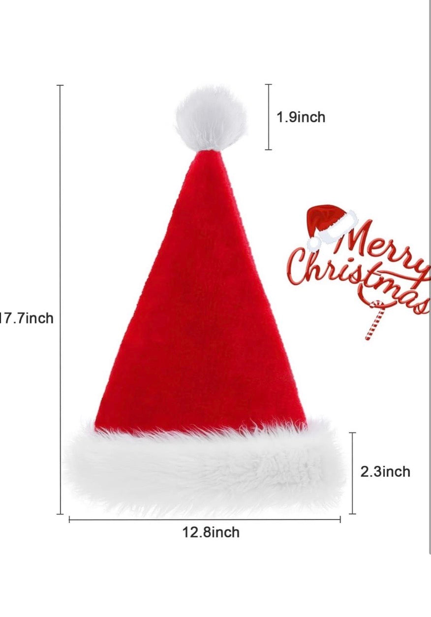 New TCJJ Santa Hat for Adult Christmas Hats Unisex Holiday Velvet Double Layer Comfort Xmas Hat for New Year Festive Party