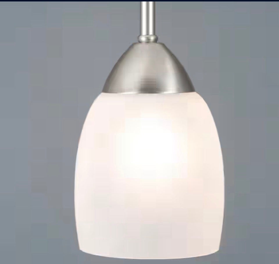 Yosemite OPEN BOX Mirror Lake 1-Light Brushed Nickel Mini Pendant with White Etched Glass Shade