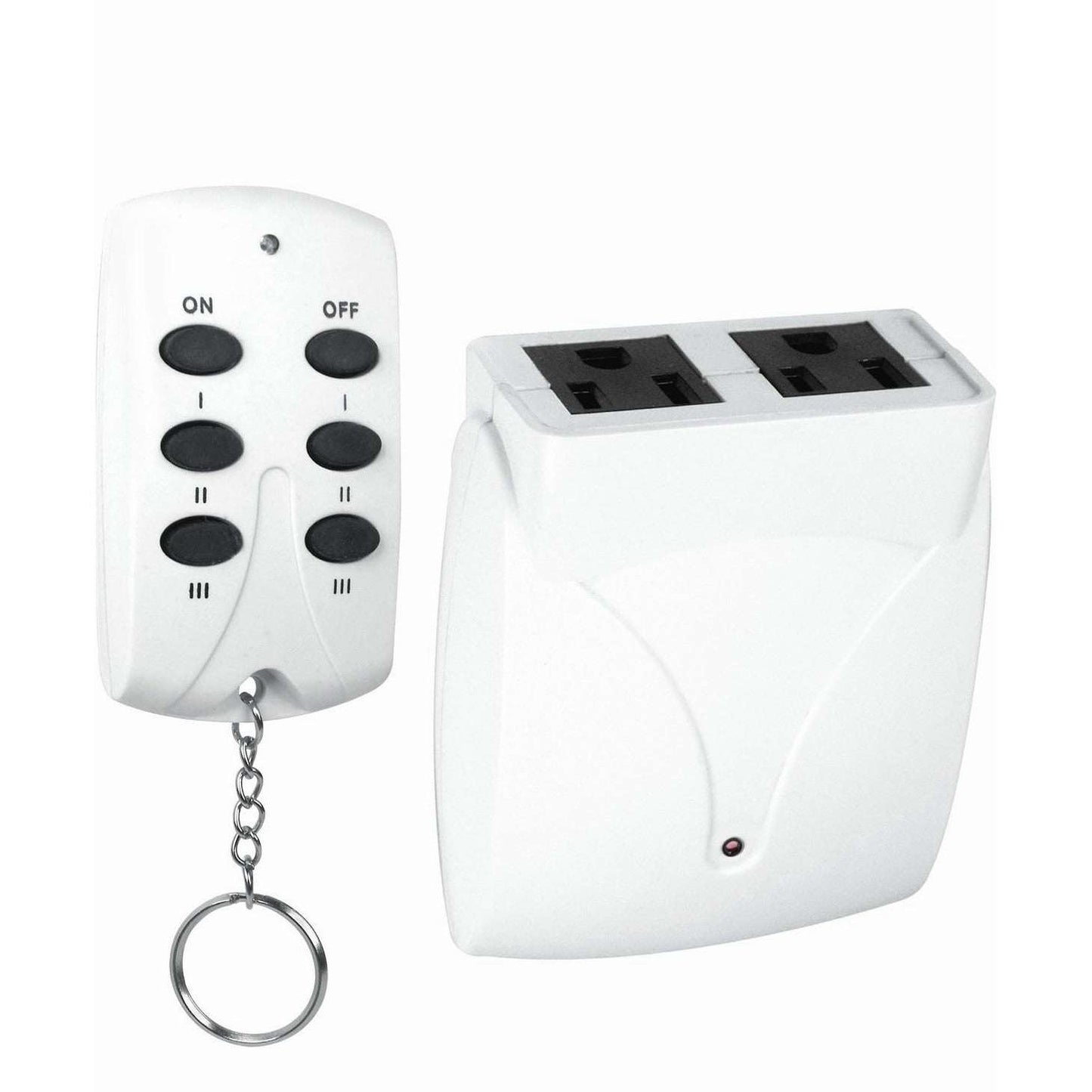 PRIME 3pk Wireless Remote Control Kit for indoor outlets with 6-button remote and three receivers on white background