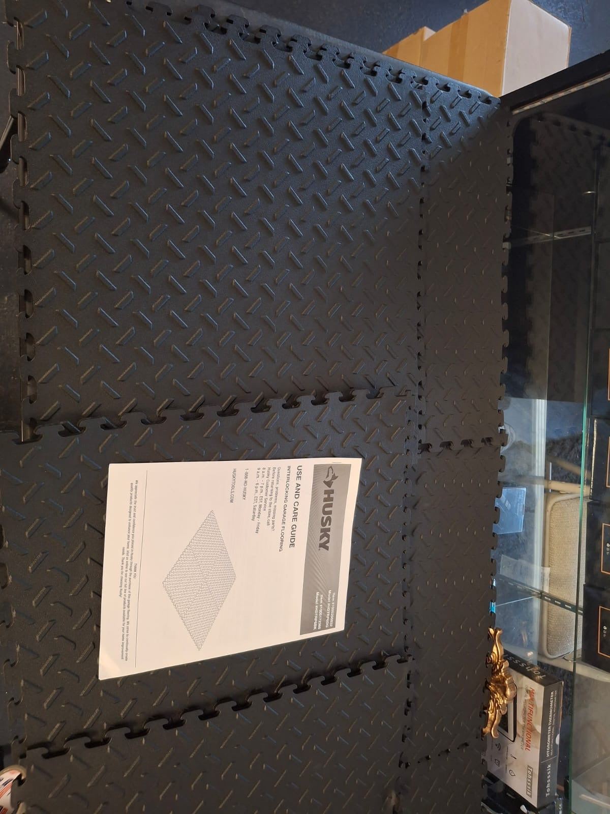 Open Box Husky 18.4 in. x 18.4 in. Black PVC Garage Flooring Tile (6-Pack