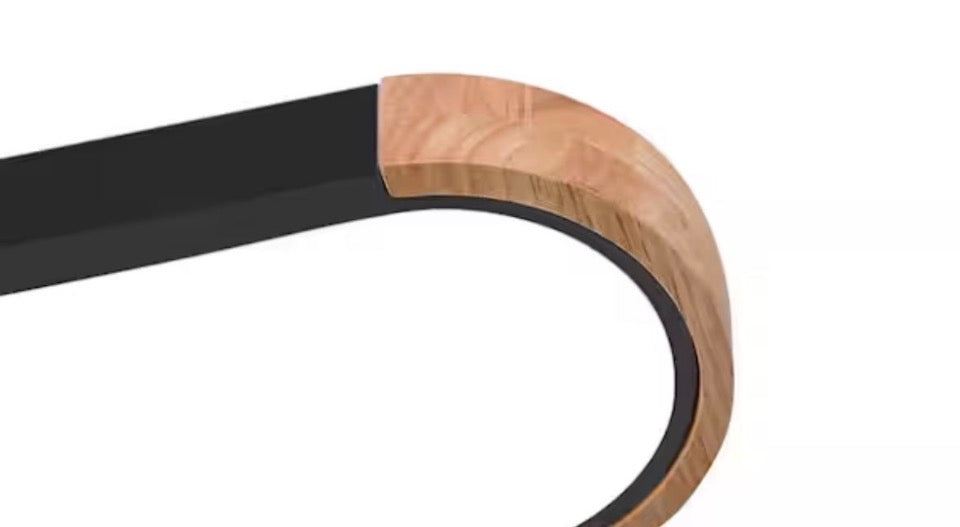 Missing hardware Lumin 38 in. W 1-Light Black and Wood Integrated LED Flush Mount Minimalist Long Oval Ceiling Light for Bathroom/Kitchen