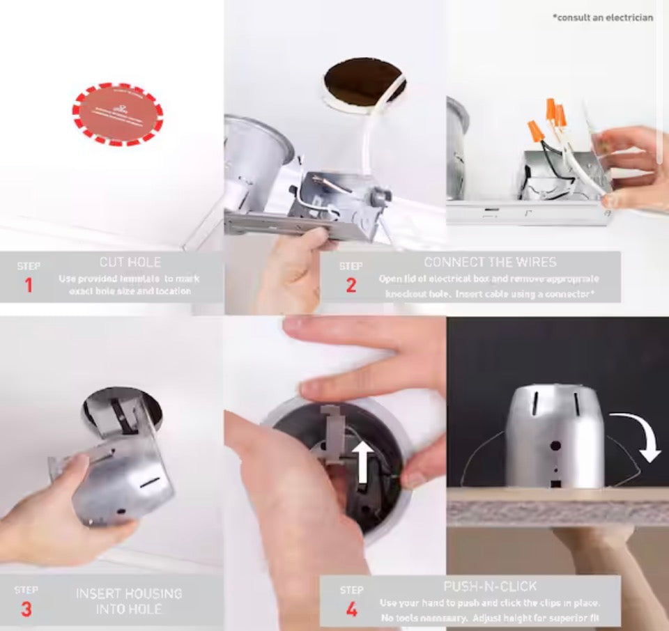 Globe Electric 4 in. White Dimmable Can Recessed New Construction and Remodel Lighting Kit (10- Pack)