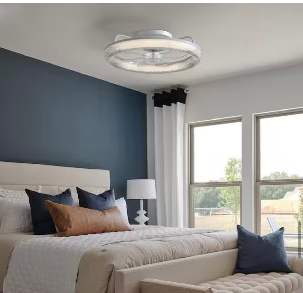 ANTOINE 20 in. LED Indoor White Low Profile Ceiling Fan with Dimmable Lighting Small Flush Mount Ceiling Fan with Remote