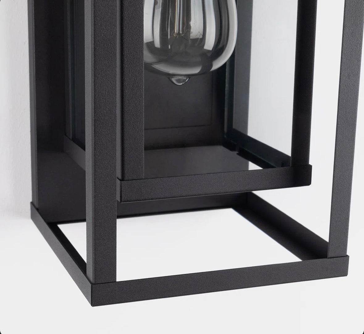 17  Stories Rasharkin Classic Outdoor Wall Sconce 1 Light Rectangular Metal Frame and Clear Glass Shade Waterproof (Set of 2)