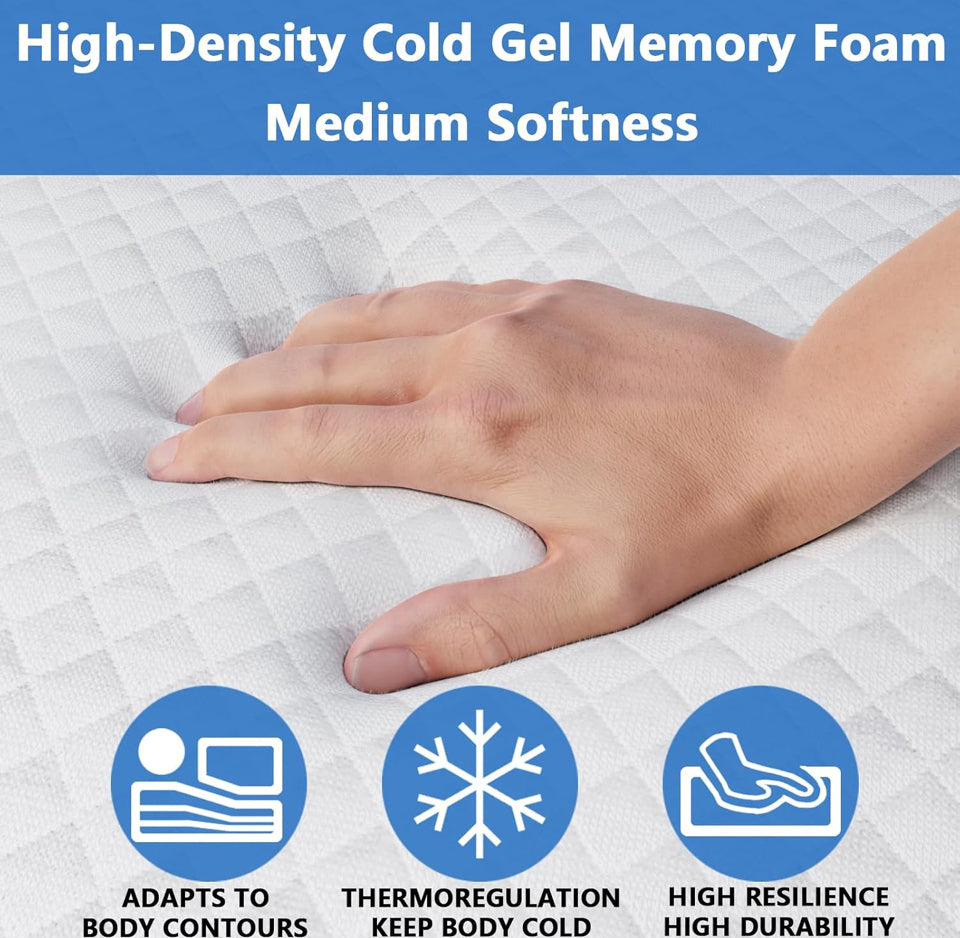 Brand New 4.5 Inch Cold Gel Memory Foam Mattress Replacement for Sleeper Sofa and Couch Beds - Queen Size CertiPUR-US Certified (Sofa Not Included)