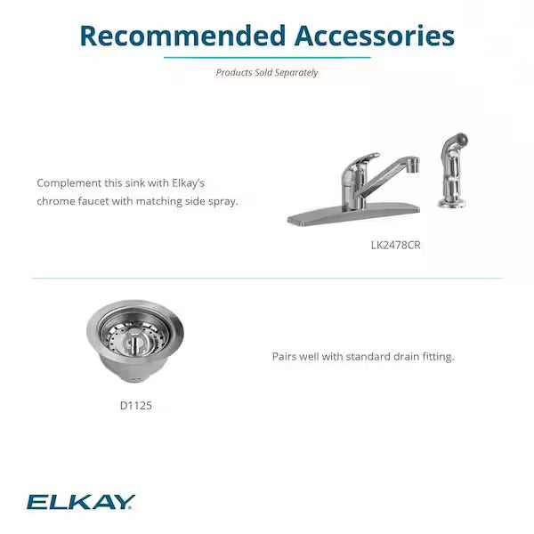 Open Box Elkay Parkway 33 in. Drop-in Single Bowl 20-Gauge Stainless Steel Kitchen Sink Only