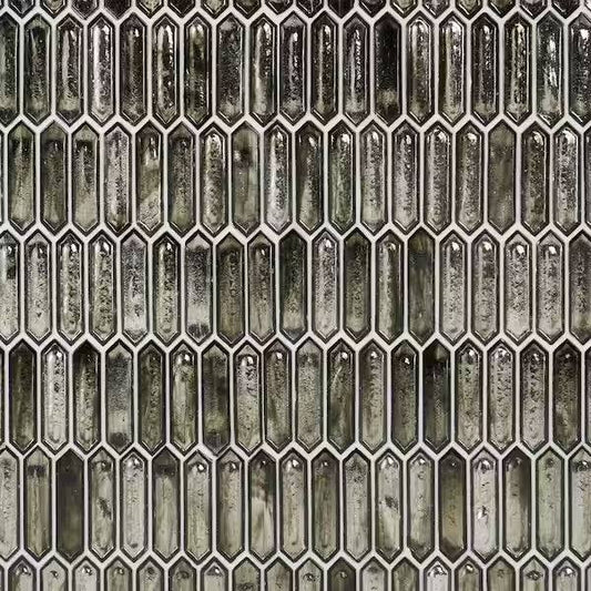 Sealed New Ivy Hill Tile Fargin Platinum Moss Elongated Hexagon 12 in. x 10 in. x 7mm Polished Glass Mosaic Tile (0.82 sq. ft.)