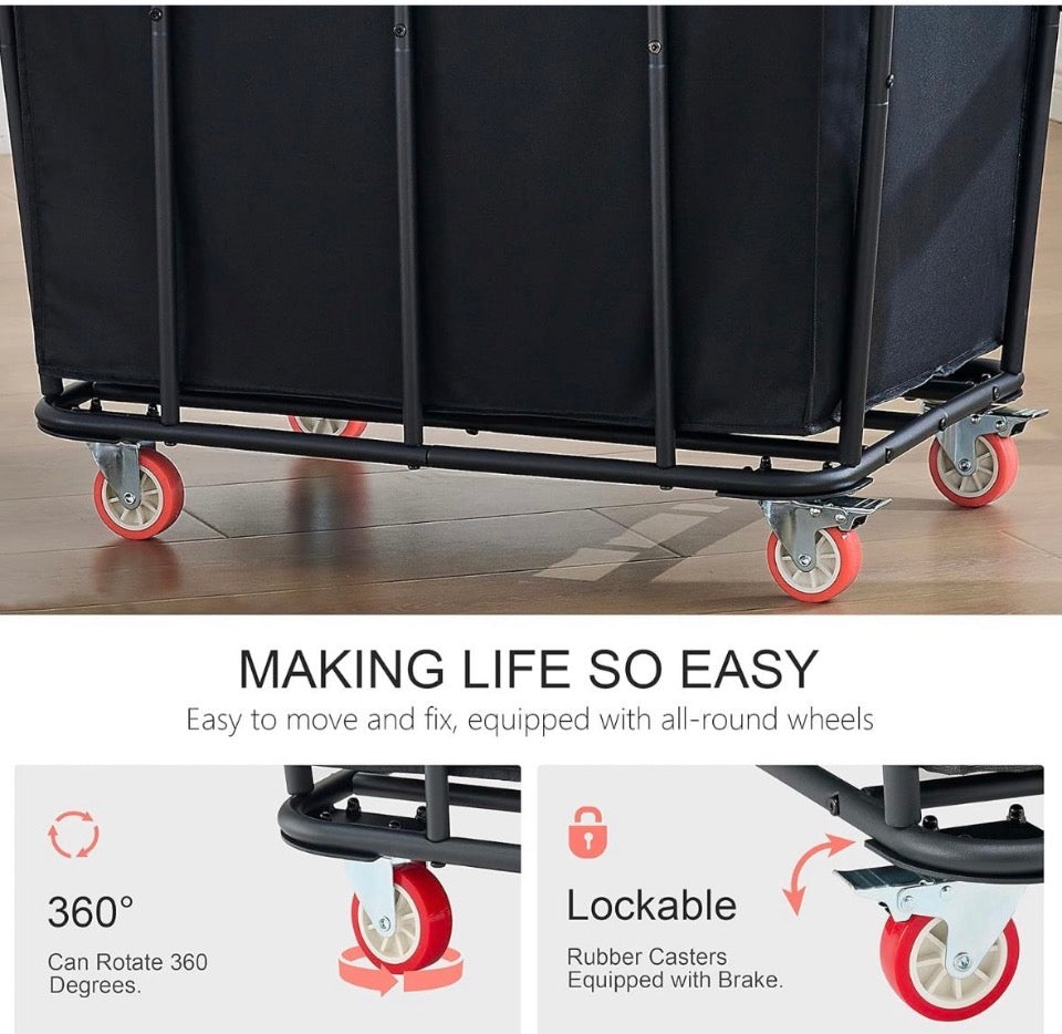 OPEN BOX NEW Hoctieon Large Laundry Cart with Wheels, 400L Heavy Duty Laundry Basket Organizer, Rolling Hamper Sorter for Clothes Storage, Industrial