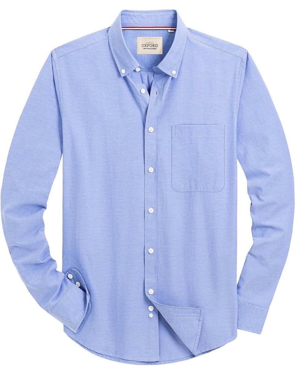 Alimens & Gentle Mens Solid Oxford Shirt Long Sleeve Dress Shirt Work Casual But