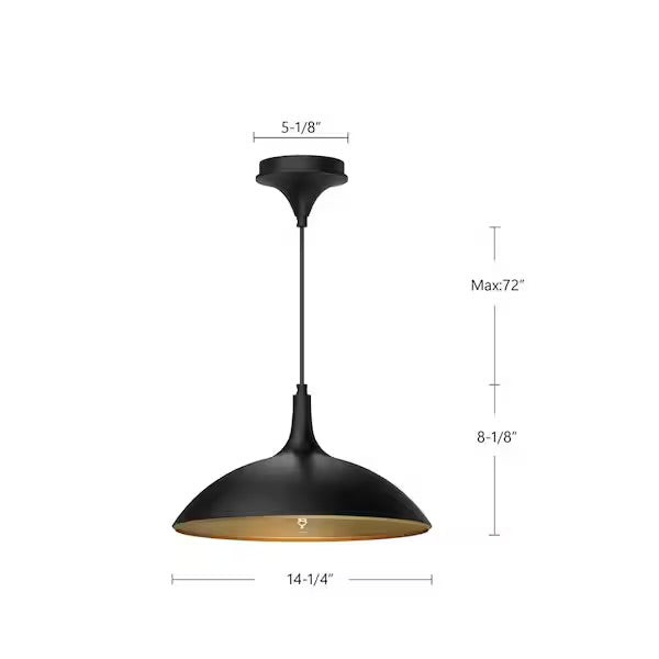 Open Box ALORA MOOD Abel 14 in. 1 Light 60-Watt Brushed Gold Pendant Light