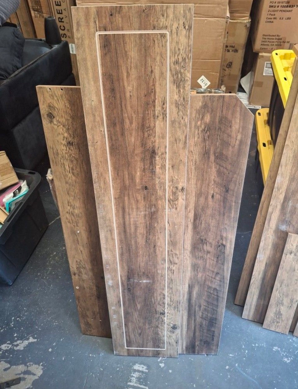 Open Box New BYBLIGHT Kearsten Brown 46.5 in. Bar Cabinet, L-Shaped Home Bar Table with Stemware Racks, 4-Tier Corner Bar Unit for Home Pub