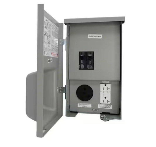 Connecticut Electric 30-Amp RV power outlet with branch breakers and rainproof enclosure