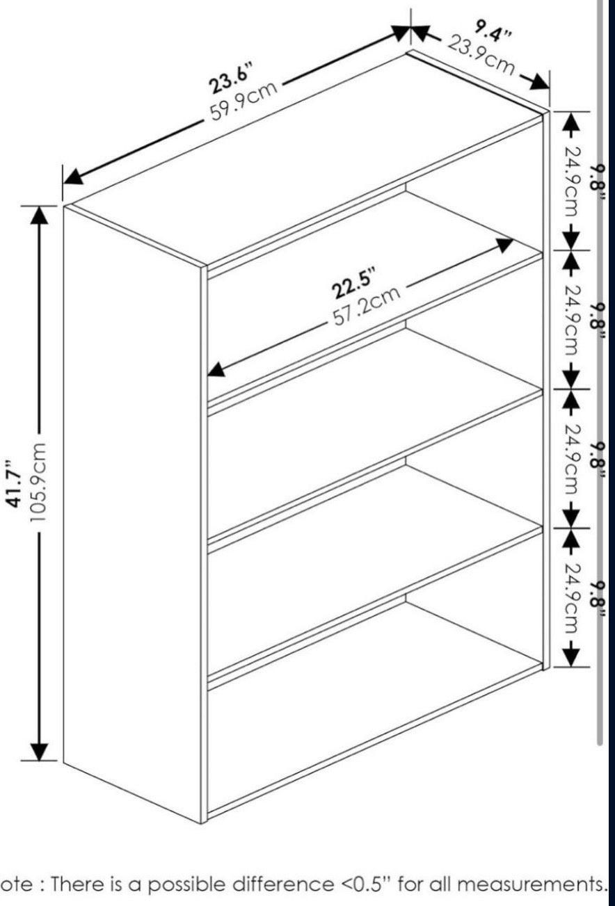 Open Box Furinno Pasir 4-Tier Open Shelf, Columbia Walnut