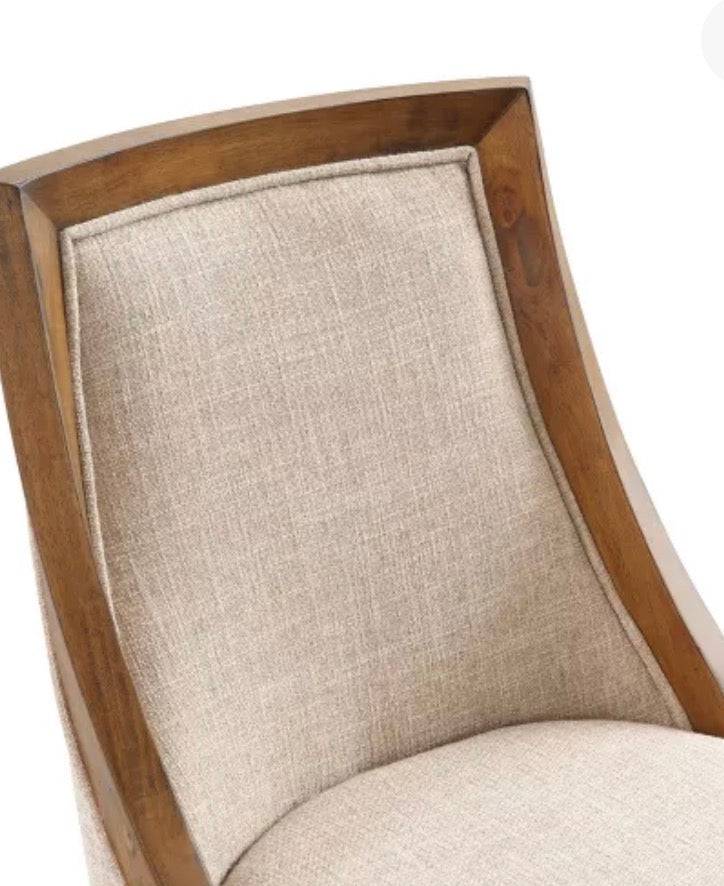 Ellie Counter Height Barstool with Back Brown - Alaterre Furniture: Upholstered Swivel, Rubberwood Frame