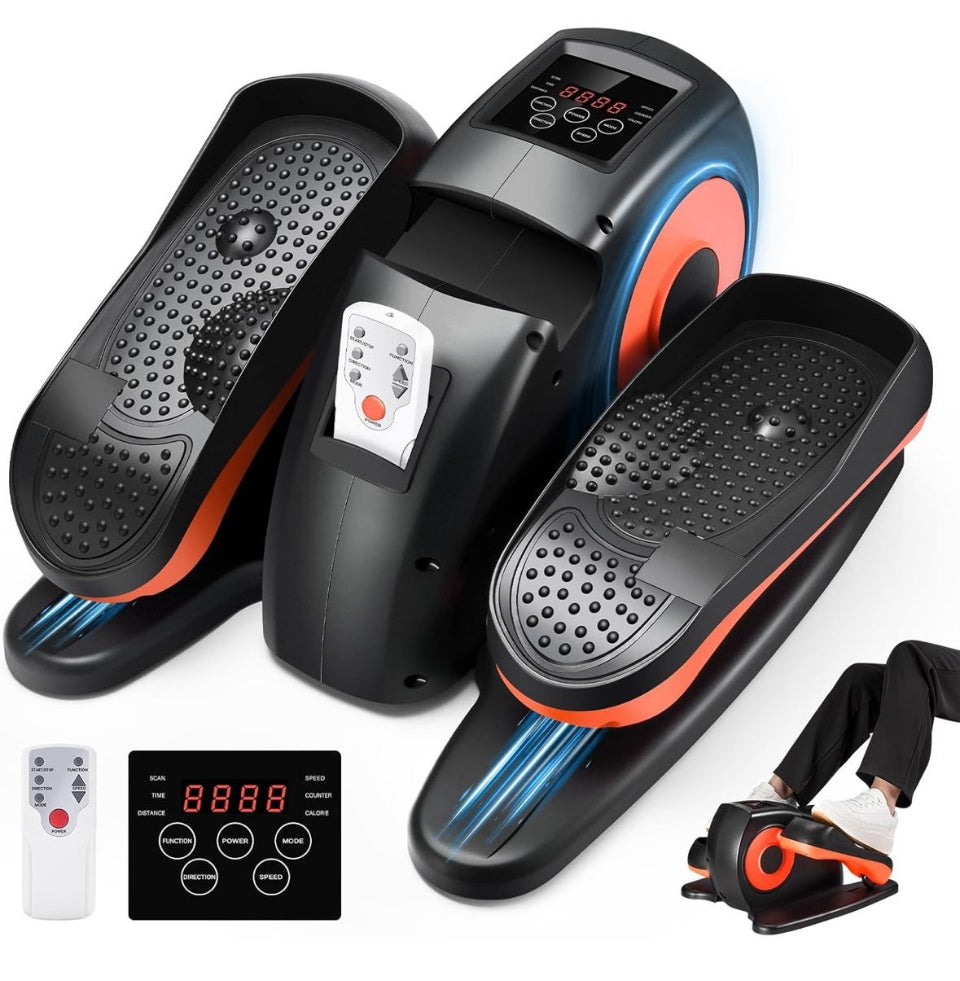 GUMWIG Under Desk Elliptical electric leg exerciser with remote control and LCD display for low-impact seated workouts