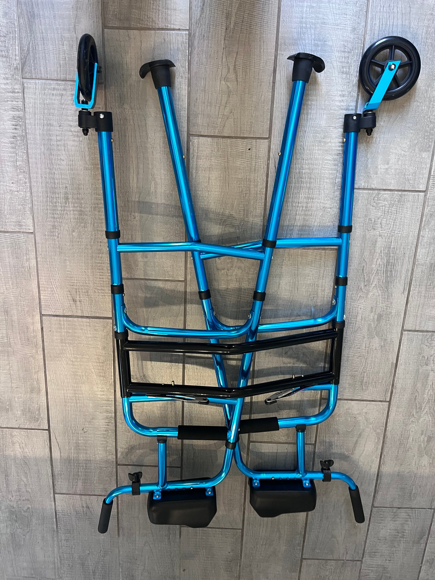 Pre-Assembled Foldable Platform Walker, Adjustable Walking Aid with 5" Wheels & Removable Padded Armrests, Folding Standard Walker for Senior, Elderly