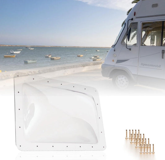 Beleeb RV Skylight Replacement 18"x26" for Standard 14"x22" Openings, Clear Polycarbonate Dome with Installation Screws.