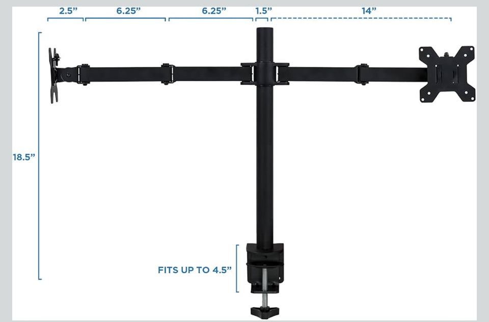 Open Box Mount-It! Dual Monitor Mount Double Monitor Desk Stand | Two Heavy Duty Full Motion Adjustable Arms Fit 2 Computer Screens 17 19 20 21 22 24