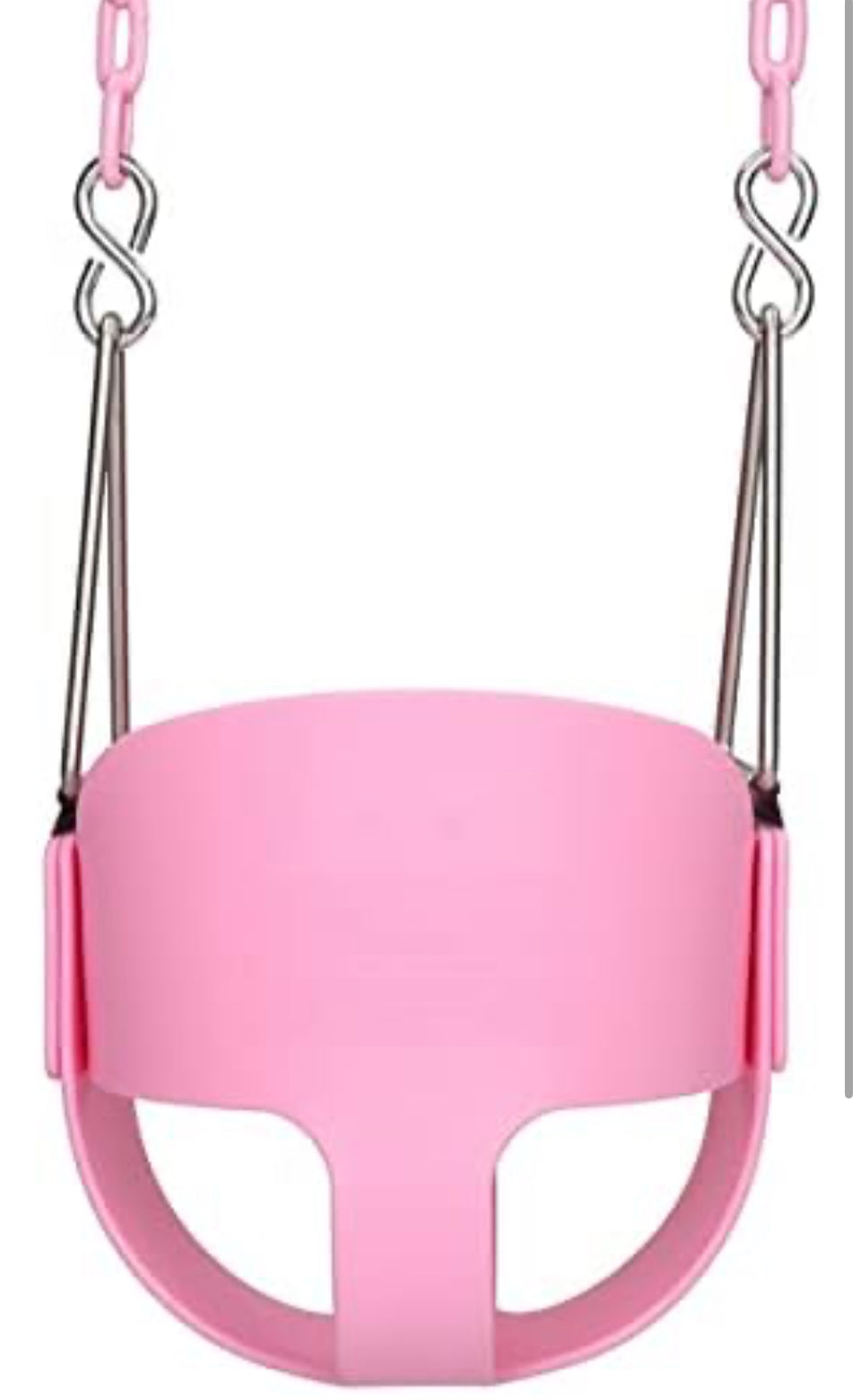 lvssiao Toddler High Back Full Bucket Swing Seat, Toddler Swing Seat with Heavy Duty Plastic Coated Chain + Snap Hooks + Tree Hanging Straps Kids Swing Set Accessories (Pink)
