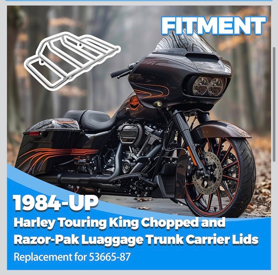 Open Box ECOTRIC Motorcycle Trunk Luggage Rack Trunk Top Rack Rail Compatible with Harley Davidson Touring 1984-2024 Road Glide Road King Street Glide