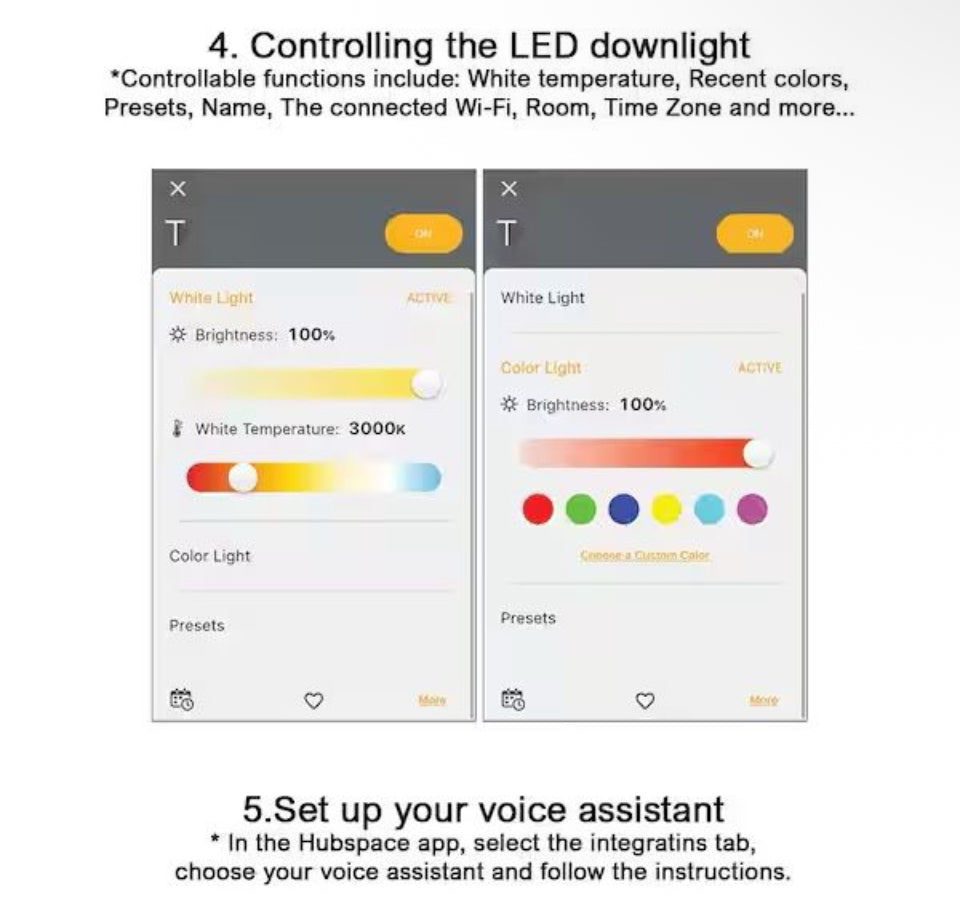 Commercial Electric 4 in. T20 Smart Integrated LED Recessed Light Trim Adjustable CCT New Construction Remodel Powered by Hubspace