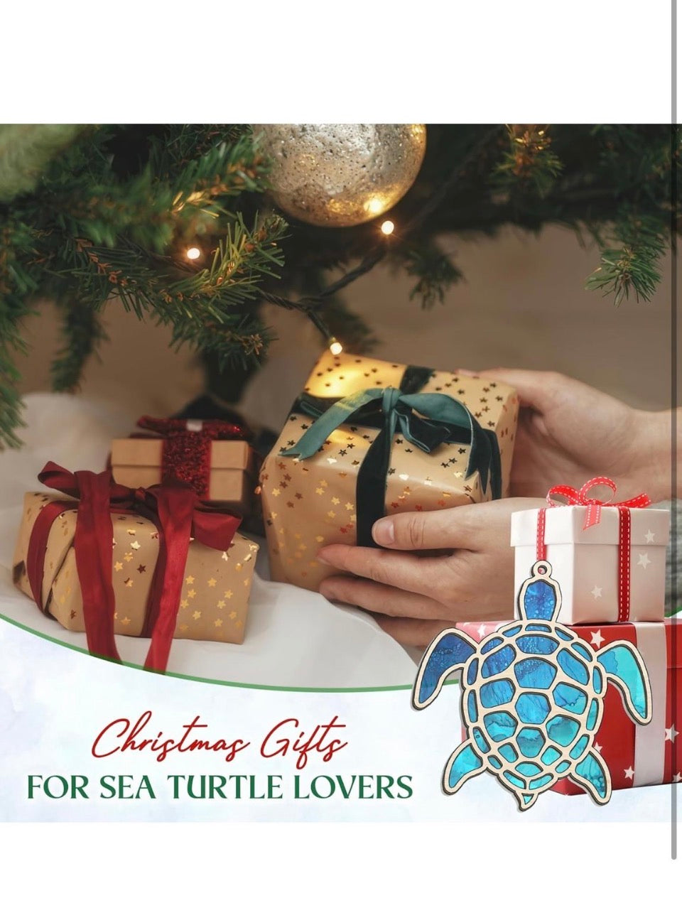 Open Box New FLAGWIX Sea Turtle Gifts for Women Men - Suncatcher Christmas Ornaments 2025 for Tree Decorations - Beach Gifts for Women Mom Animal Love