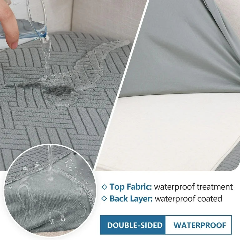 Brand New Smiry Waterproof Sofa Seat Cushion Covers, Stretch Couch Cushion Slipcovers, Fitted Jacquard Furniture Protector for Pets, Kid (Two, Grey)