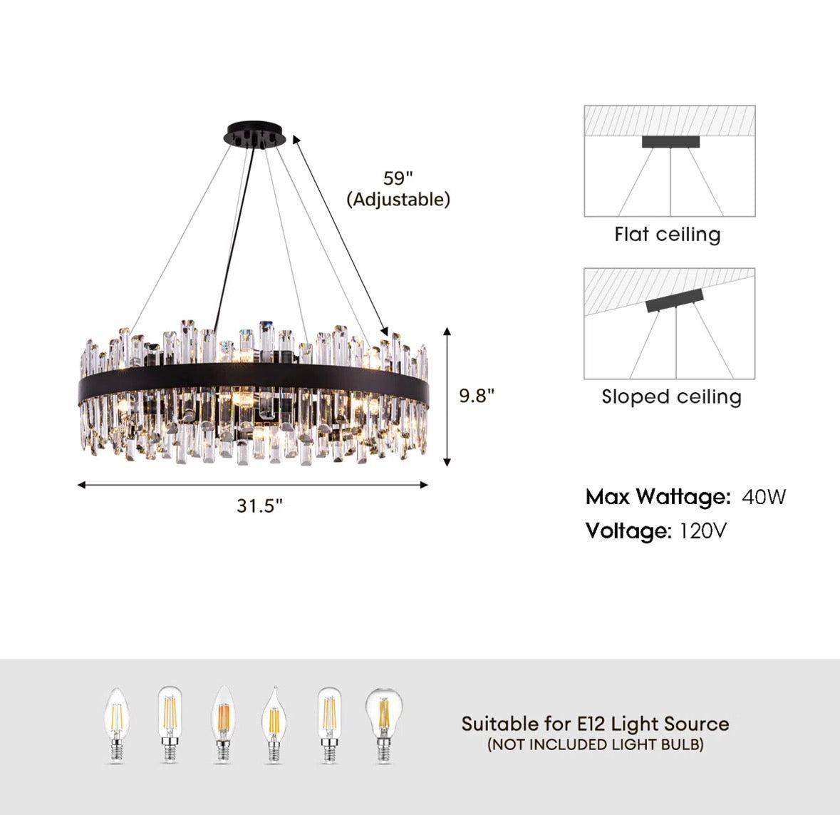 Everly Quinn Marais Dimmable Round K9 Crystal Ceiling Light Modern Chandeliers