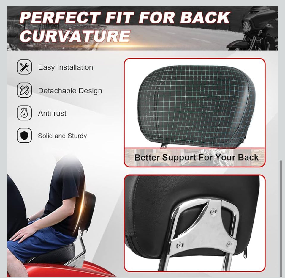 Open Box New AUFER Detachable Backrest Sissy Bar Upright Passenger Backrest