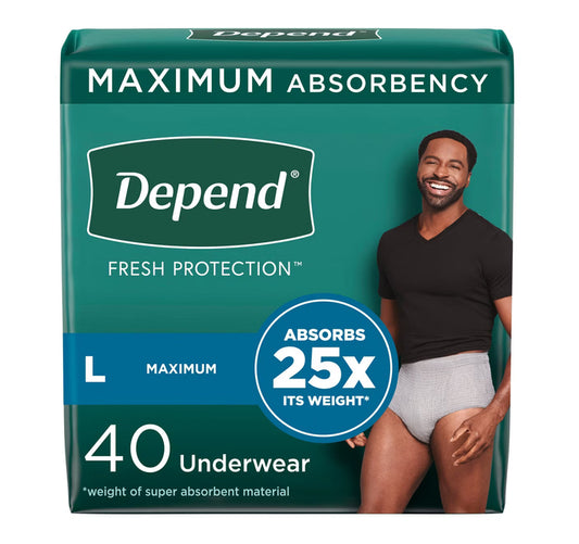Brand New Depend Fresh Protection Adult Incontinence Disposable Underwear for Men - Maximum Absorbency - Gray