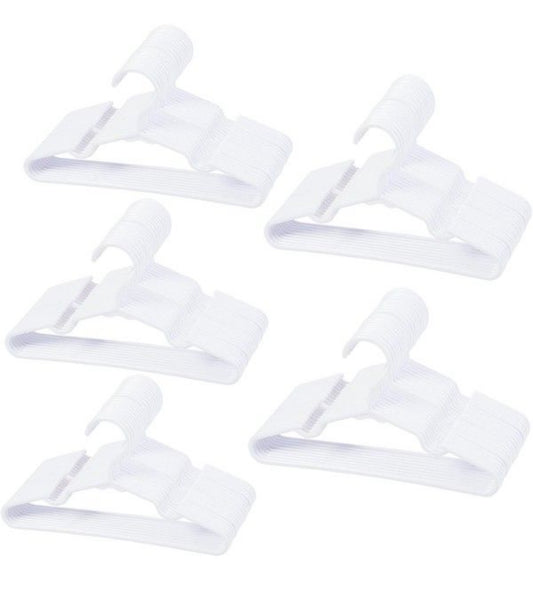 Open Box VIIBASE 120-Piece White Plastic Baby Nursery Closet Hangers, Anti-Slip Laundry Infant Pant Hanger for Newborn Clothes Gift, Ultra-Thin Hanger