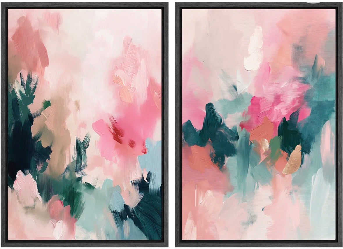 "Idea4Wall Abstract Colorful Strokes "" Colorful Bright Abstract Modern Paint Strokes Cool Framed Artwork Living Room Pictures "" 2 - Pieces"