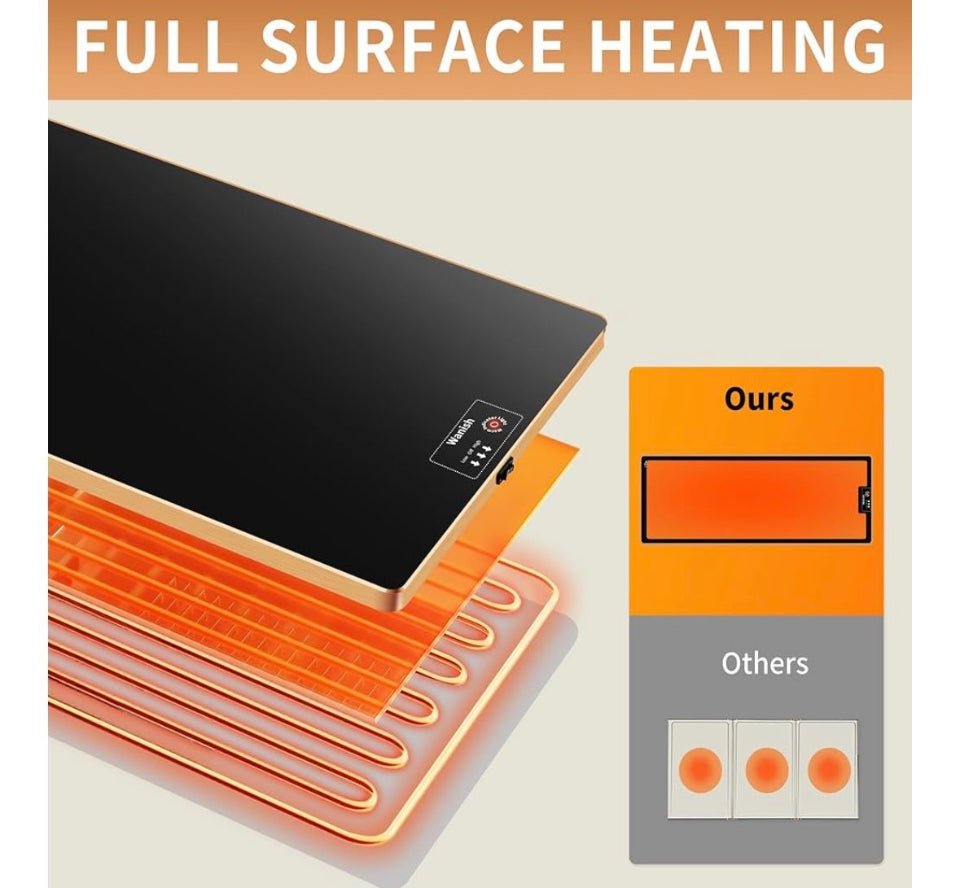 Wanish Electric Warming Tray（Extra Long 40”x12”），Food Warmer with Thermostat and Full Surface Heating，Food Warming Mat with 2 Temperature Modes for Pa