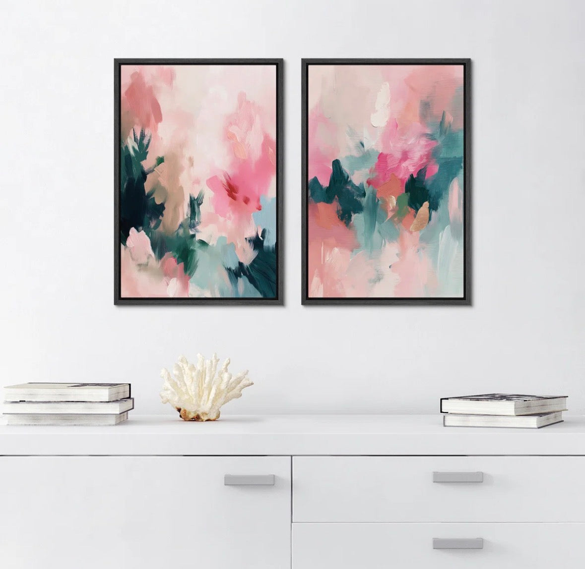 "Idea4Wall Abstract Colorful Strokes "" Colorful Bright Abstract Modern Paint Strokes Cool Framed Artwork Living Room Pictures "" 2 - Pieces"