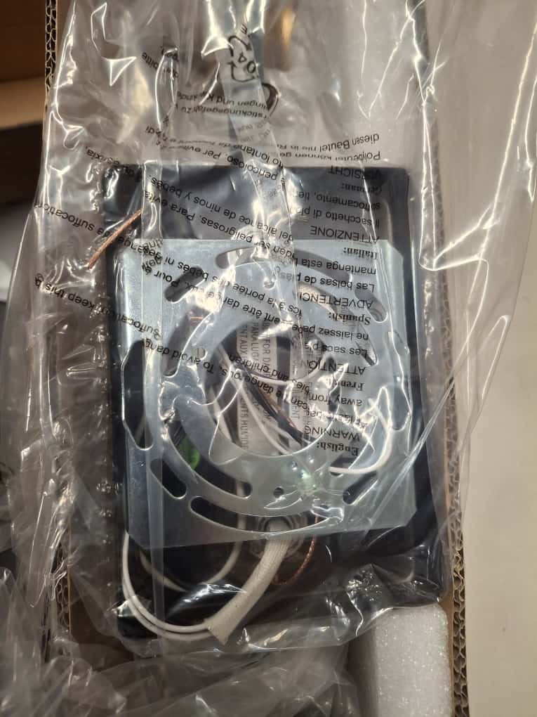 OPEN BOX NEW LNC Modern 35.5 in. 5-Light Aged Brass Vanity Light with Black Linear Frame and Clear Glass Globes