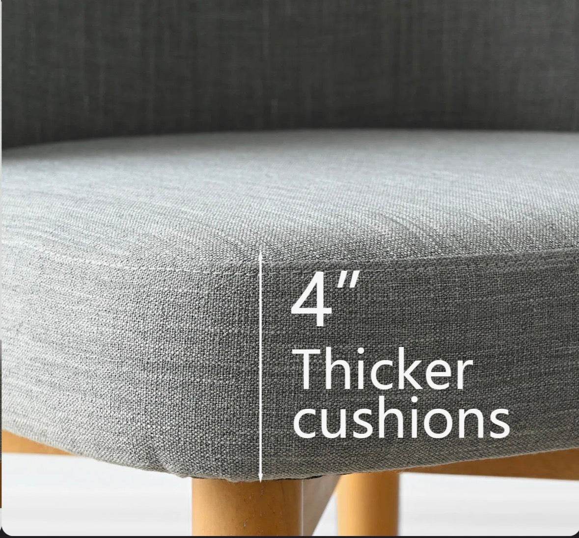 George Oliver Linen Upholstered Parson Chair with Solid Wood Legs (Set of 2