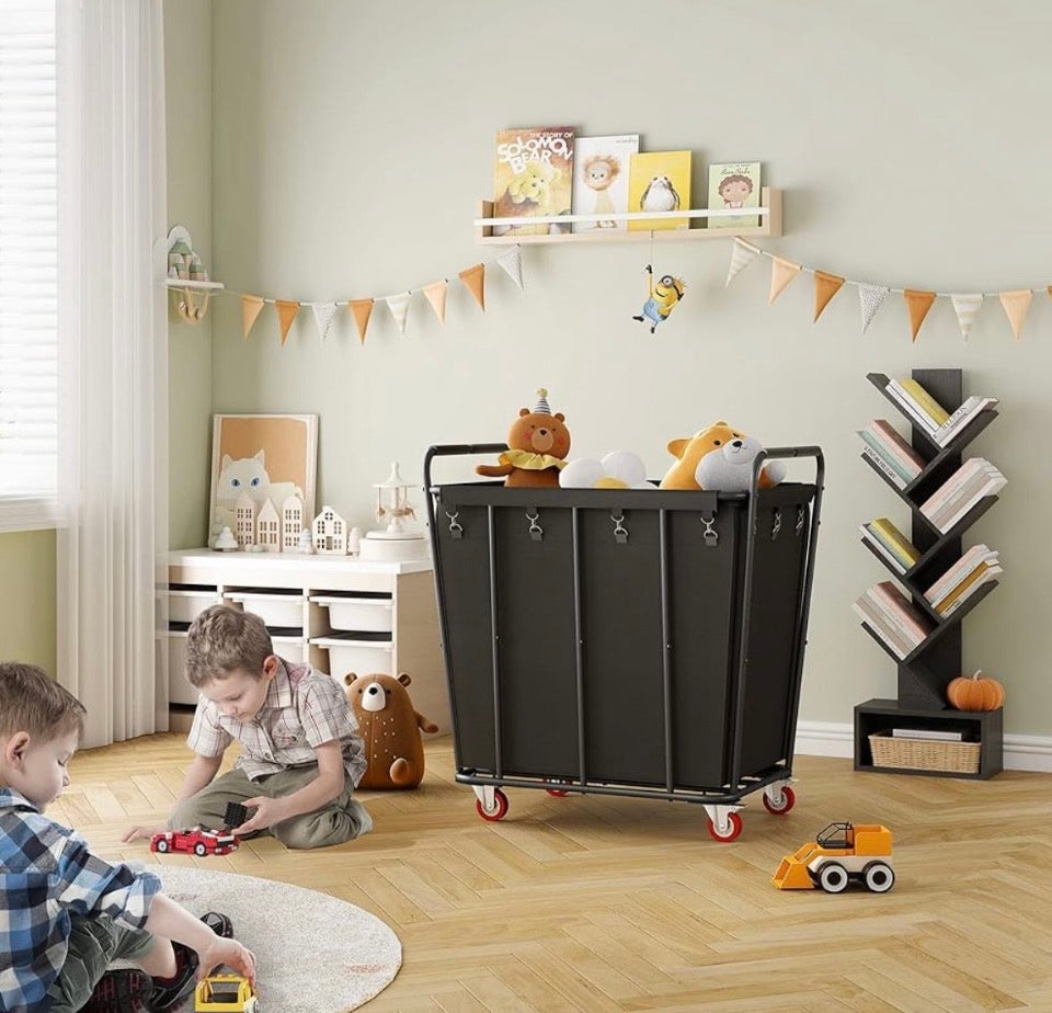 OPEN BOX NEW Hoctieon Large Laundry Cart with Wheels, 400L Heavy Duty Laundry Basket Organizer, Rolling Hamper Sorter for Clothes Storage, Industrial