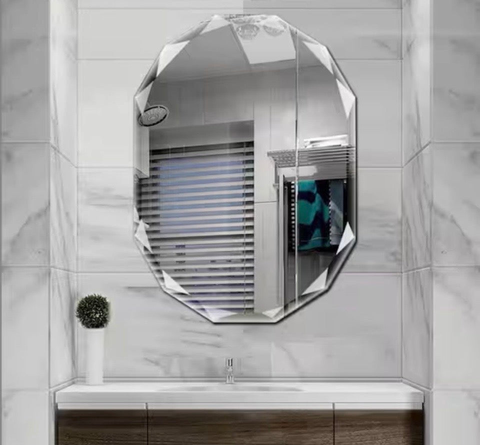 ELLO&ALLO 30x36 in. beveled edge frameless bathroom vanity mirror with solid wood backing