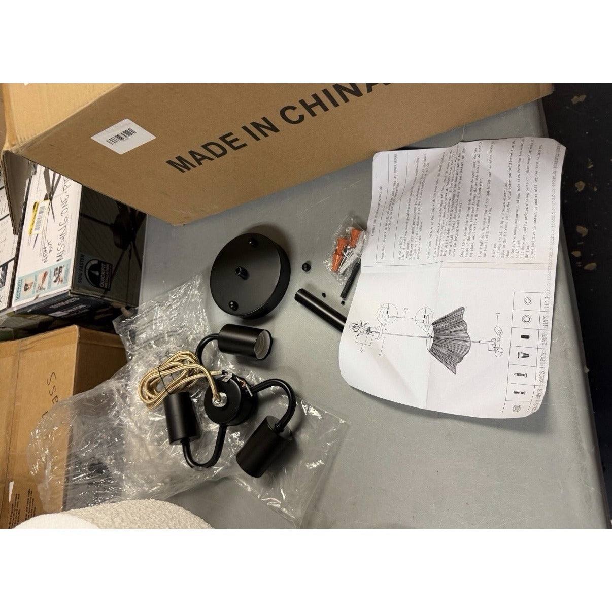 ZSMIHDOH 3-Light Black and Brown Boho Hand-Woven Natural Rattan Pendant Light