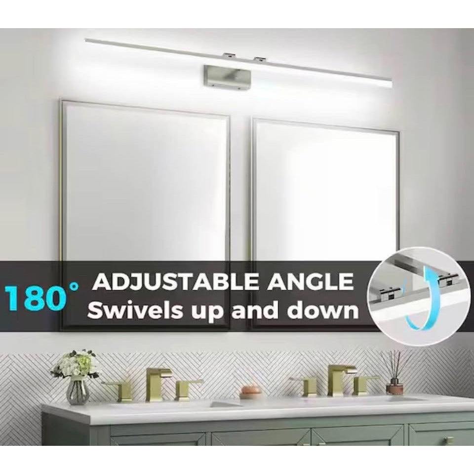 Jusheng 54.72 in. 1 Light Nickel Bathroom LED Vanity Light Bar with Dimmable 5500K Light