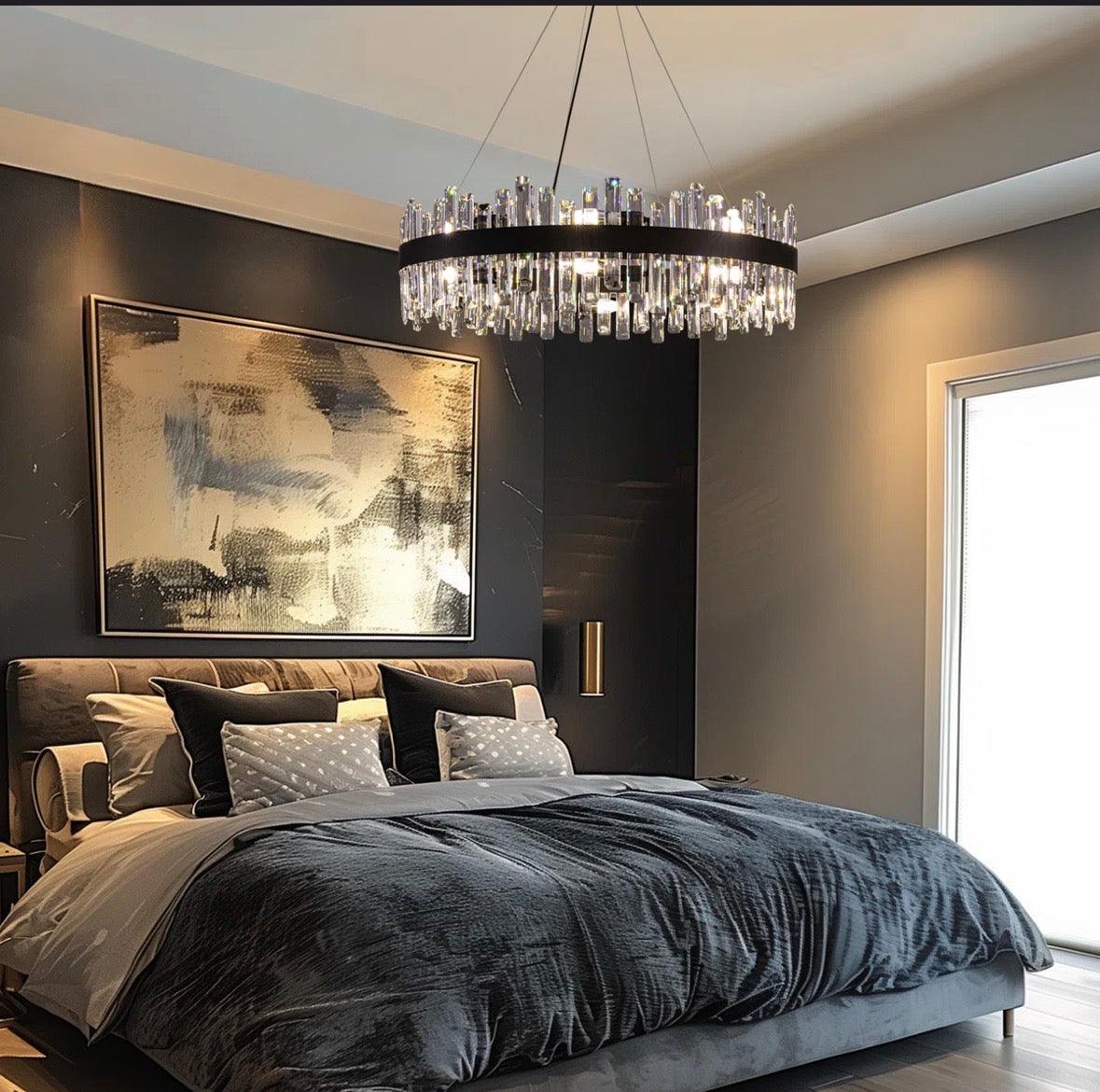 Everly Quinn Marais Dimmable Round K9 Crystal Ceiling Light Modern Chandeliers